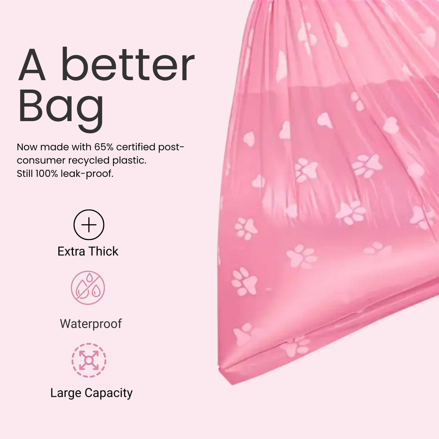 Thick & Durable Pet Poop Bags with Pink Bows β Leakproof, Eco-Friendly Dog & Cat Waste Bags for Walks