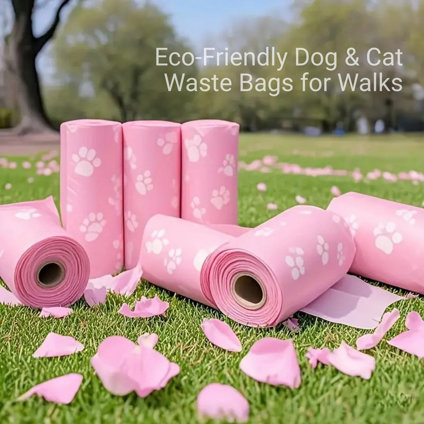 Thick & Durable Pet Poop Bags with Pink Bows β Leakproof, Eco-Friendly Dog & Cat Waste Bags for Walks