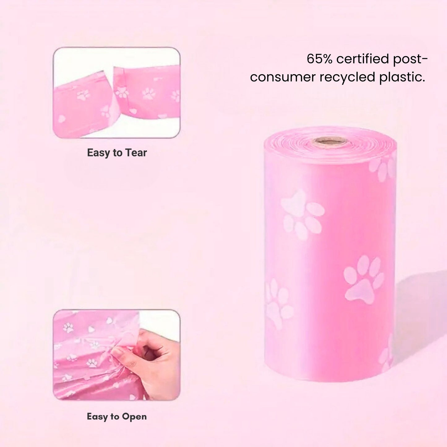 Thick & Durable Pet Poop Bags with Pink Bows – Leakproof, Eco-Friendly Dog & Cat Waste Bags for Walks